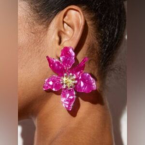 Purple flower dangle earrings #980